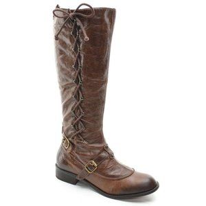 Anthropologie Schuler & Sons Brown Corset Knee Boot 9 B
